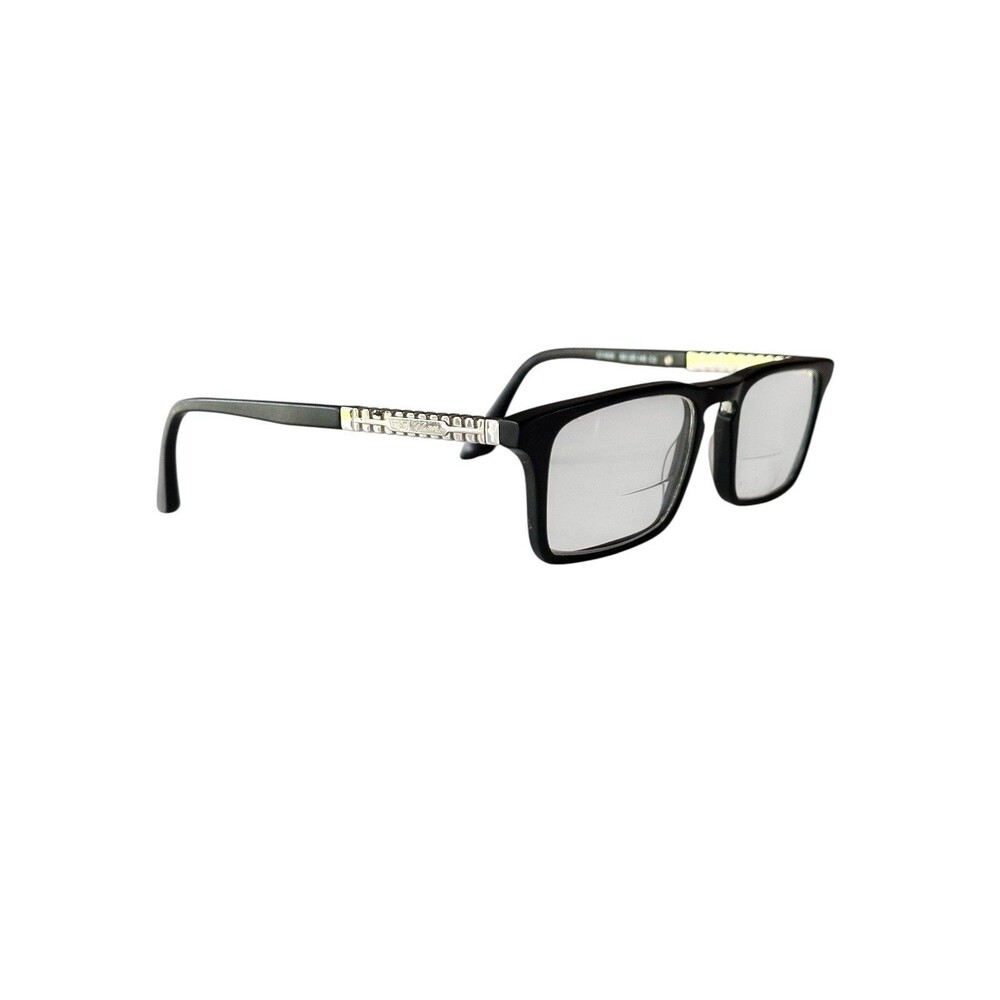 Cadillac CI1606 Black Silver TM GM Rectangle Full Rim Eyeglasses Frame